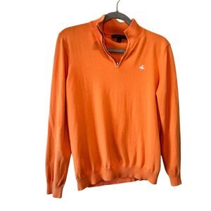 Brooks Brothers Sweater Women’s Large Orange  Cotton 1/4 Zip Pull Over